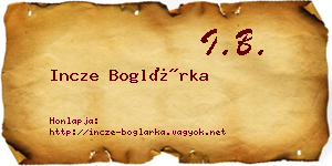 Incze Boglárka névjegykártya